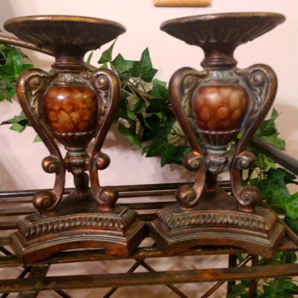 Set of two pillar candle holders